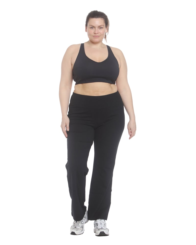 Plus Size Grey Tessa Gym Day Long Bootcut Yoga Pant Black